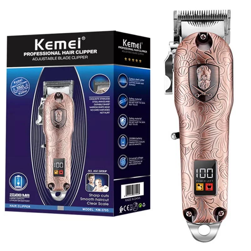 Original kemei barber electric men hair clipper professional metal housing hair trimmer rechargeable lithium Ion hair cutter enlarge