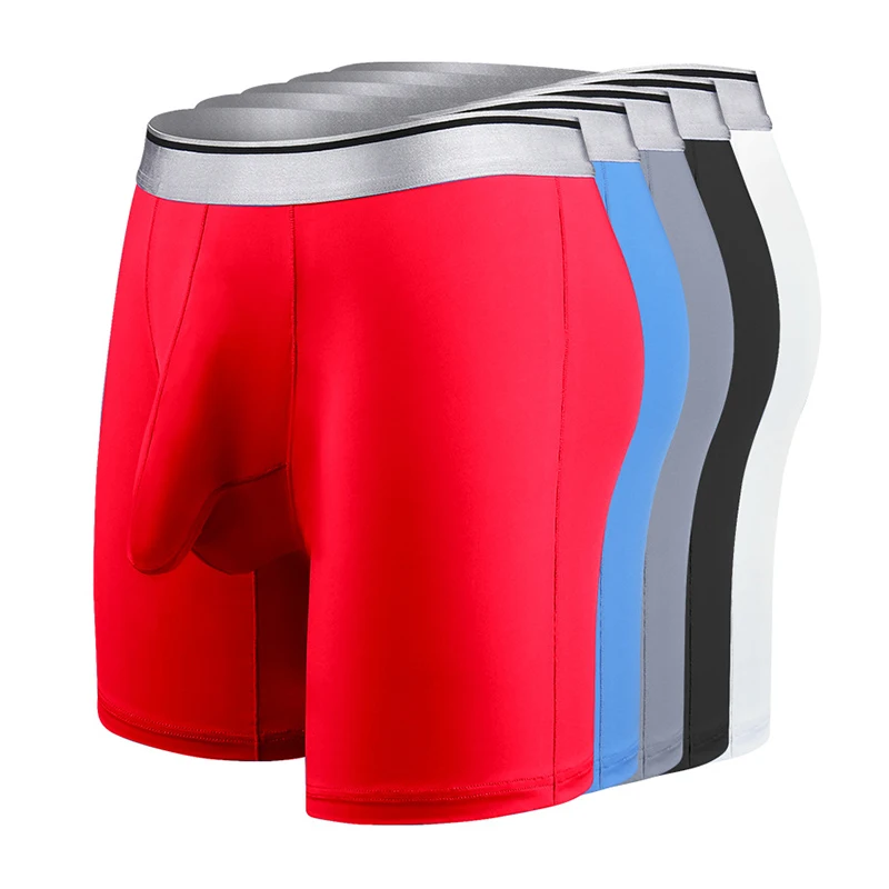 4Pcs/Lot High End Men's Sports Underwear Men's Ice Silk Plus Size Boxer Pants Anti-wear Legs Plus Fat Plus Size Boxers