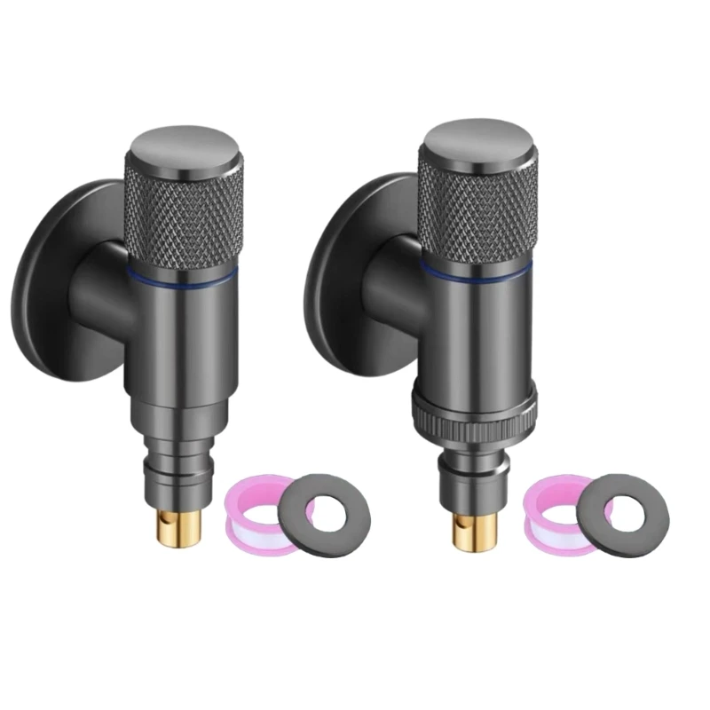 

67JB Modern Striped Brass Water Valves Shut-Off Valves G1/2/G3/4 Bibcock Space-saving Valves Durable for Home Improvement