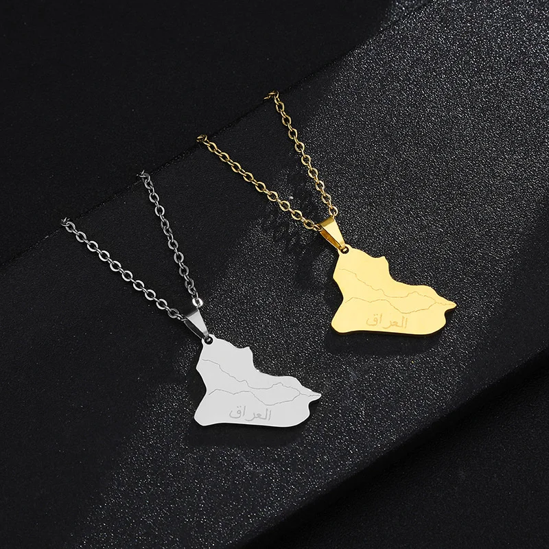 Европейский и американский кулон из нержавеющей стали с картой Ирака ожерелье