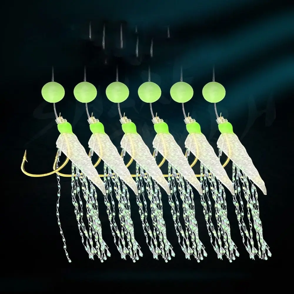 Светящийся Рыболовный крючок Серебристый окунь треска тройные рыболовные