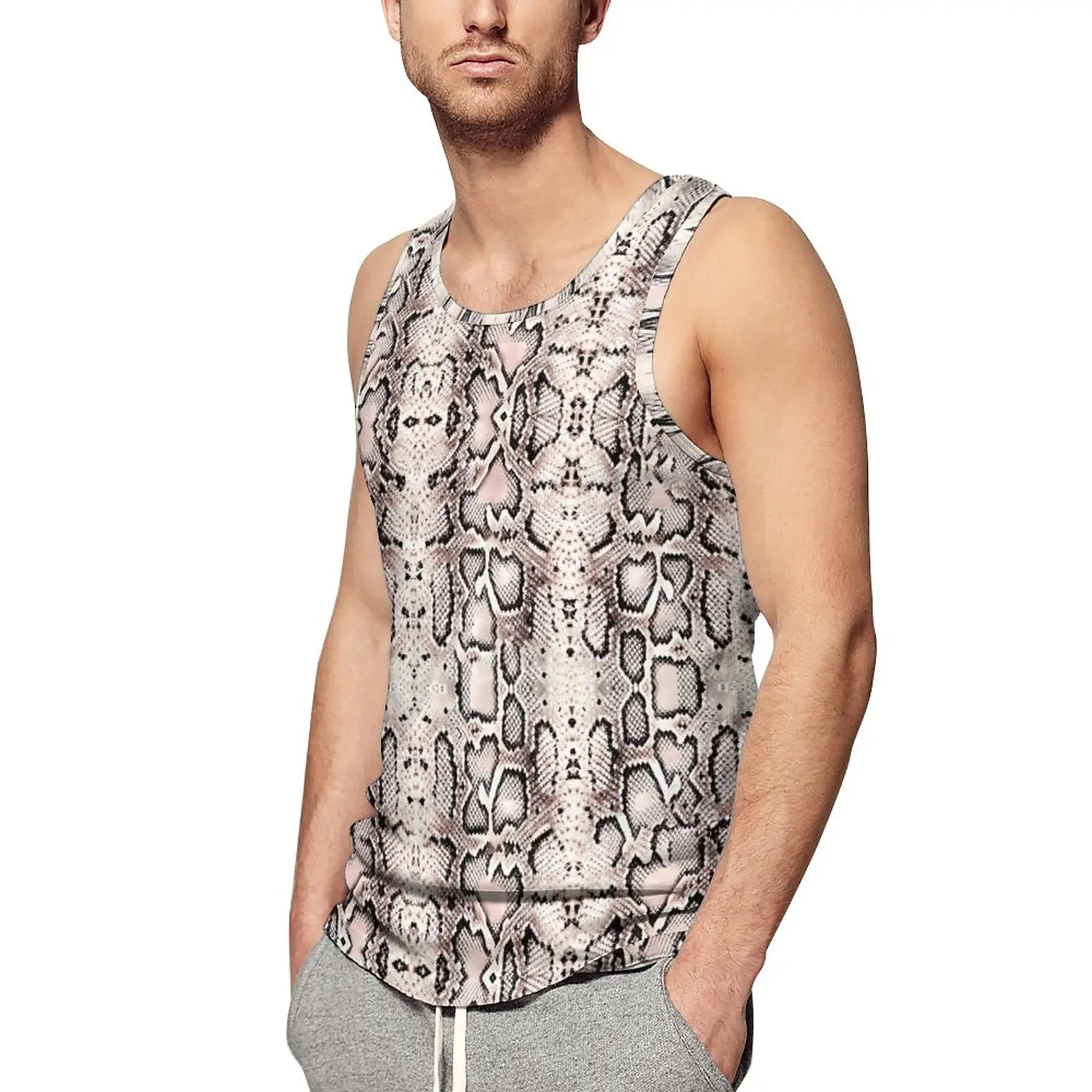 

Летняя майка Anaconda из змеиной кожи, коричневые спортивные топы с животным принтом, мужские Модные жилеты без рукавов с рисунком