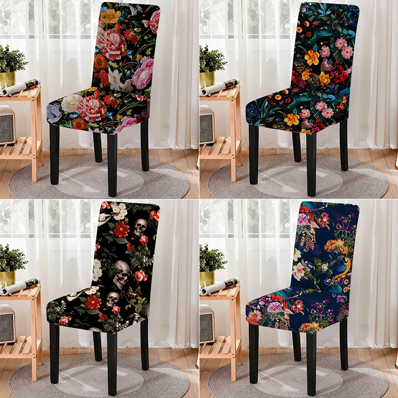 

Pastoral Style Floral Pattern Dust-proof Removable Kitchen Dining Chair Cover Protector Office Chair Seat Cover Housse De Chaise