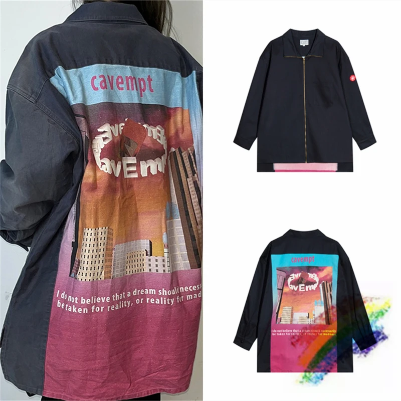 

2023ss CAVEMPT CE Vintage Jacket Men Women 1:1 Best Quality Fantasy Space Loose Zip Shirt Coat Zip Coat Jacket Cav Empt Coats