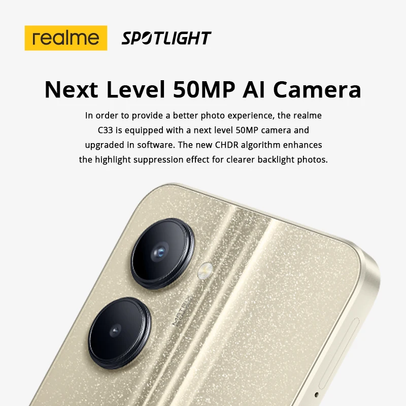 [World Premiere] realme C33 Smartphone Octa Core Processor 50MP AI Camera 5000mAh Battery 8.3mm Ultra Slim 6.5