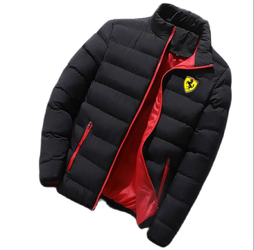 Autumn and Winter 2023 Men's Printed Ferrari Jacket, Down Cotton Jacket, Casual Fashion Men's Hooded Zipper Top