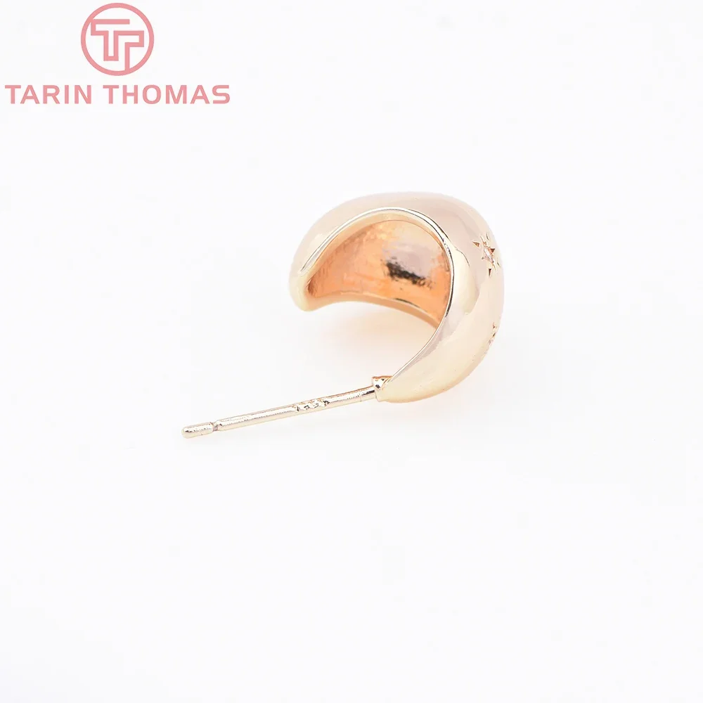 (8983) 4 шт. 11x14 5 мм латунные серьги-гвоздики с цирконом неправильной симметричной