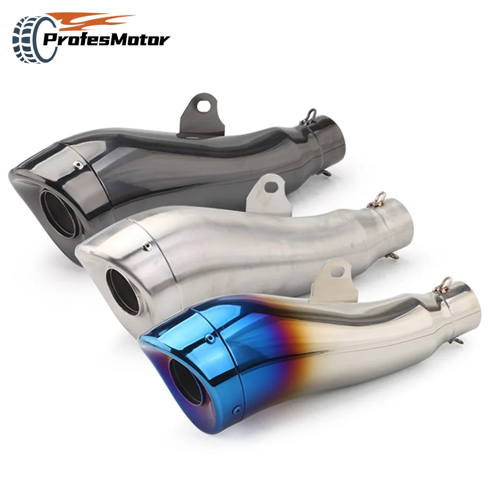 

New Motorcycle Steel GP Universal Exhaust Muffler Pipe 36-51mm Dolphin Shape For Honda Yamaha YZF R6 MT09 Cafe Racer Z750