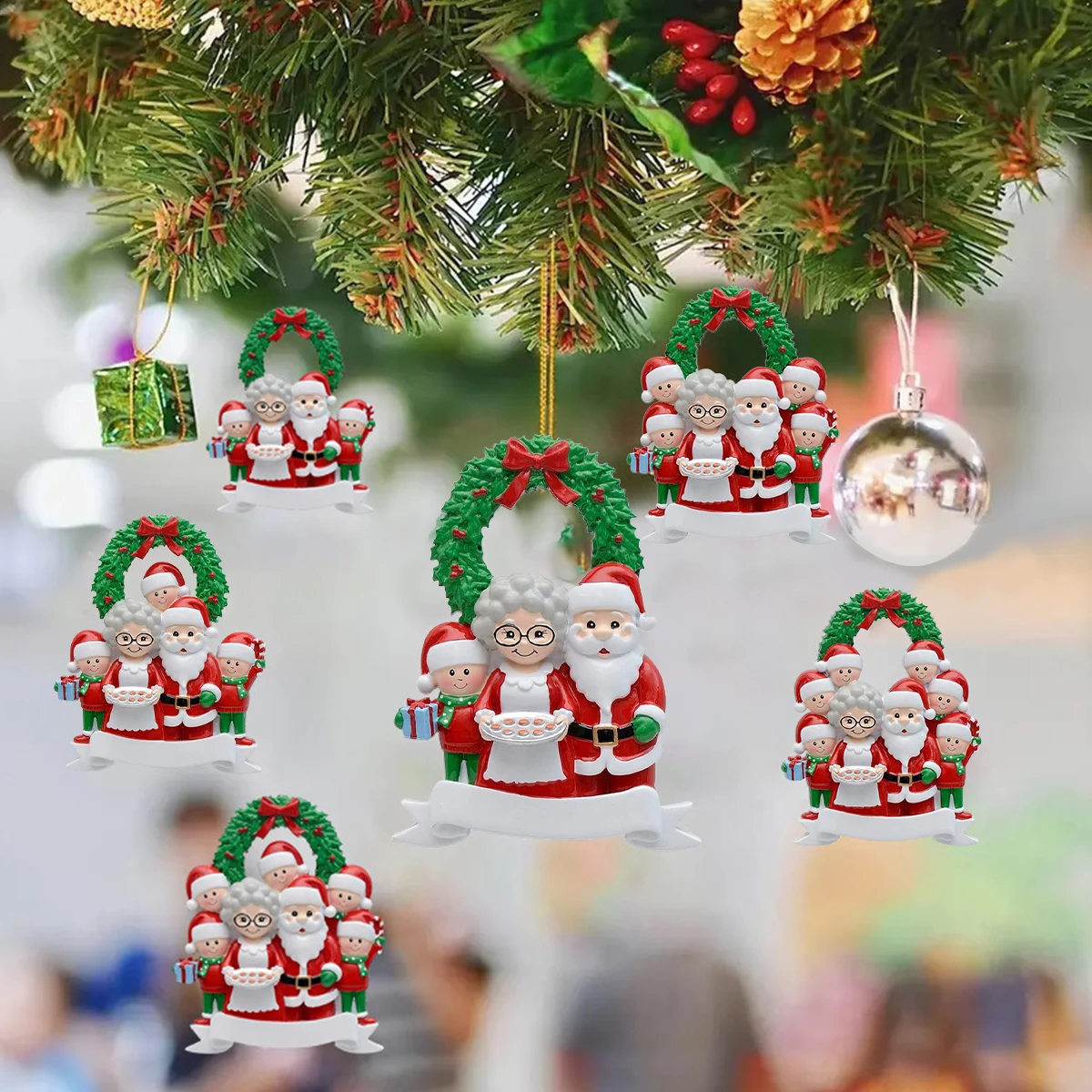 Рождественская елка украшение для семьи искусственная смола подвесной кулон имя