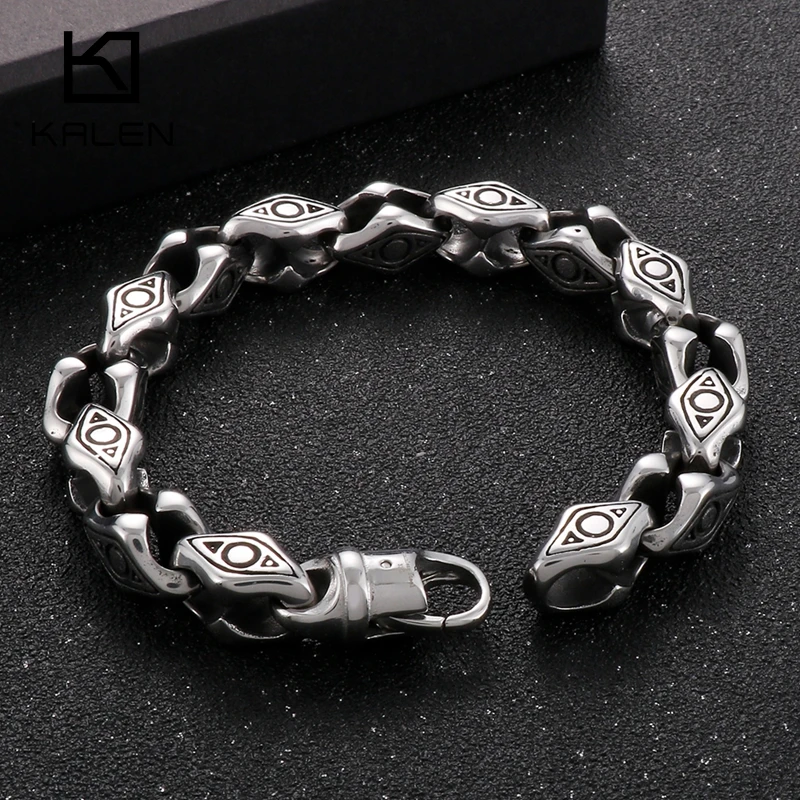 

Vintage Totem Pattern Men Bracelet Biker Chain Stainless Steel Bracelet Biker Jewelry Viking Charm Wristband Bracelet
