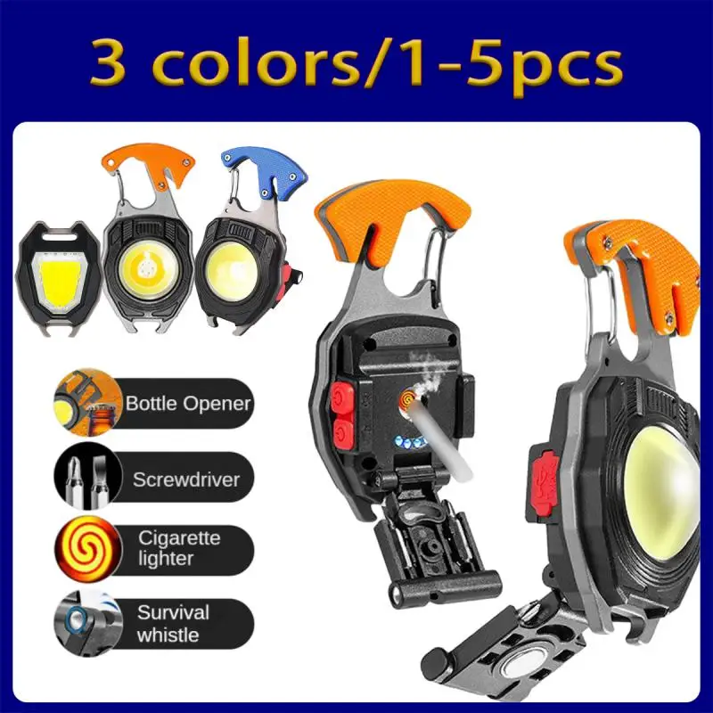 

Mini LED Flashlight Work Light Multifunctional Pocket Flashlight Keychains USB Rechargeable For Outdoor Camping Small Corkscrew