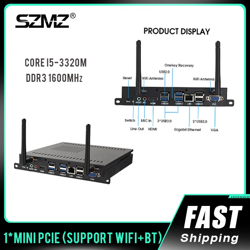 SZMZ OPS Mini PC Core i5 3320M Processor DDR3 8G 128GB 256GB SSD Windows 10 Linux Gaming Desktop Computer , Gamer PC