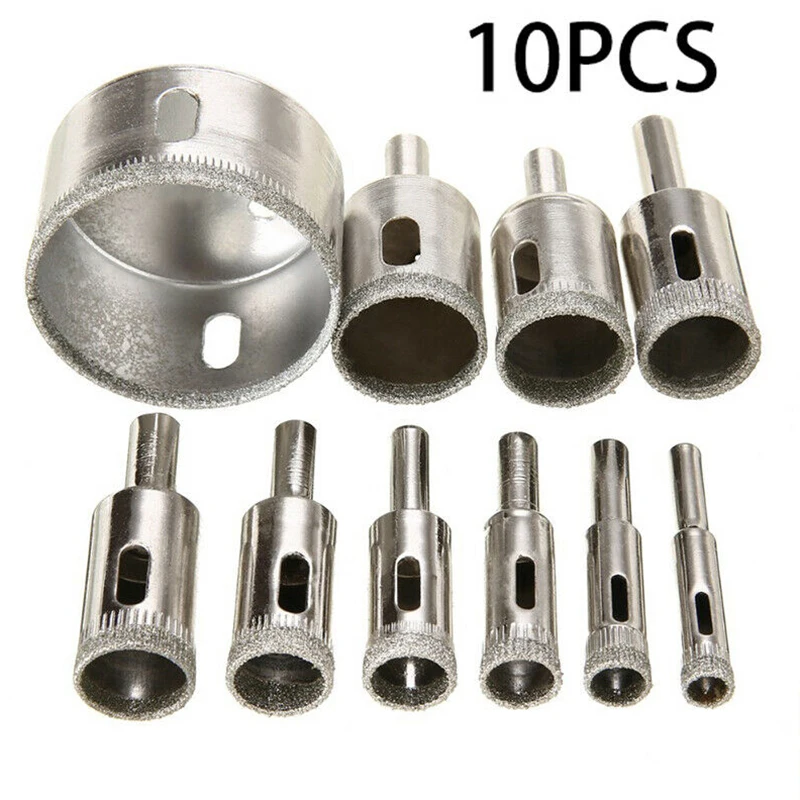 10 Шт. Сверла С Алмазным Покрытием 8-50 Мм Для Плитки Мрамора Стекла Керамики