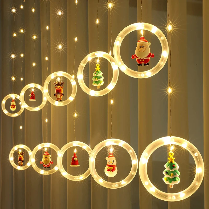 

3 Meters LED Christmas Lights String Snowman Window Curtain Fairy Light Xmas Tree Ornaments Home Room Holiday Party Decoration