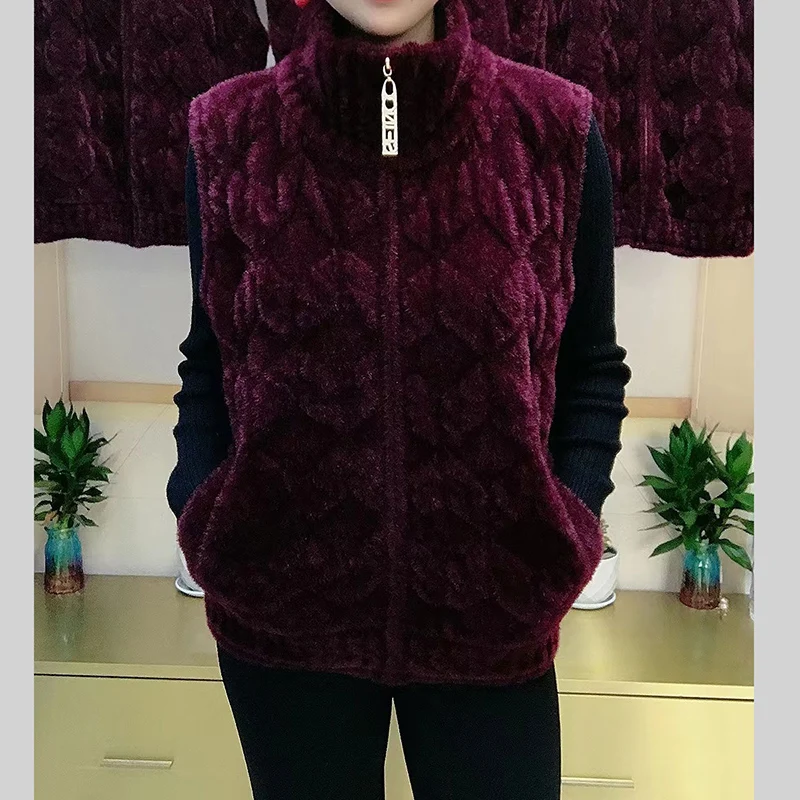 Короткий норковый бархатный жилет для женщин осенне-зимний теплый вязаный