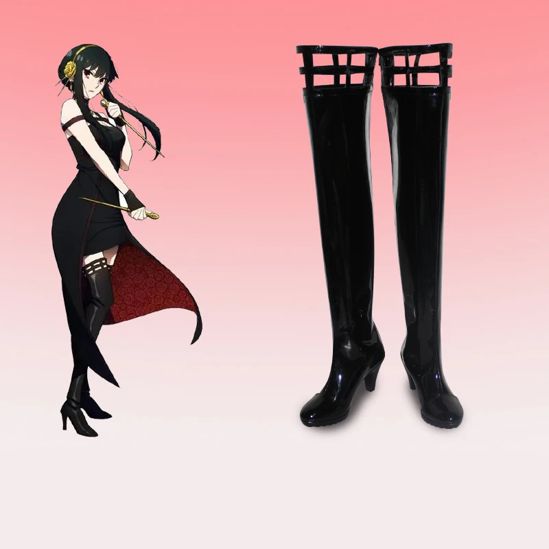 

SPY FAMILY Yor Forger Cosplay Shoes Boots Halloween Cosplay Costume PU Leather High Heels Accessory Prop for Women Girl