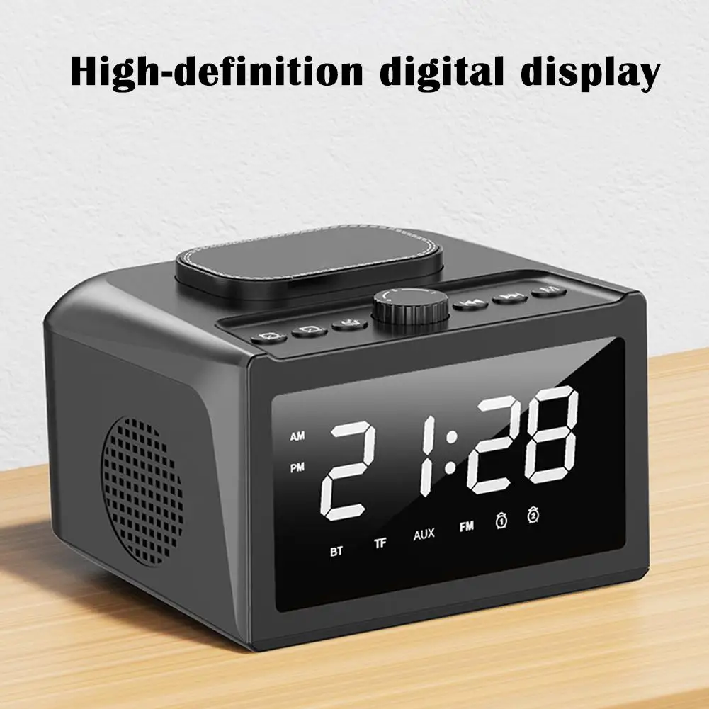 Беспроводная зарядка Bluetooth-динамик будильник звуковая 3-в-1 светодиодная колонка