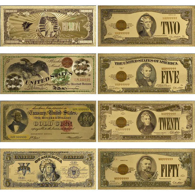 Hot Sale American Gold Banknote Sets Gold Foil Fake Money Currency Plated Gold For Collection Lucky Souvenir Gifts