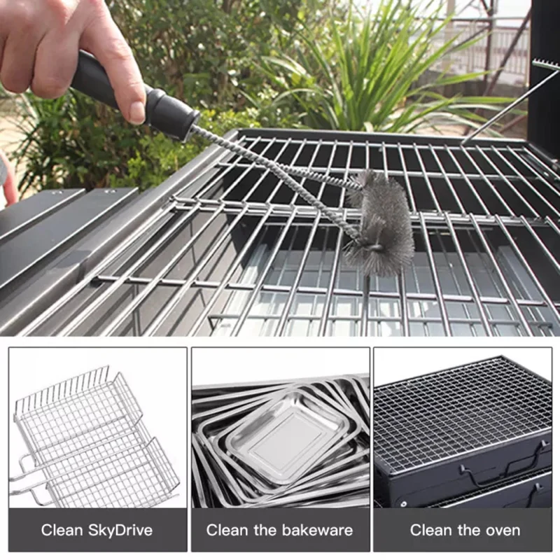 Czysta trójkątna szczotka druciana Grill BBQ Zestaw do grilla ze stali nierdzewnej Trójkątne szczotki czyszczenia Akcesoria kuchenne