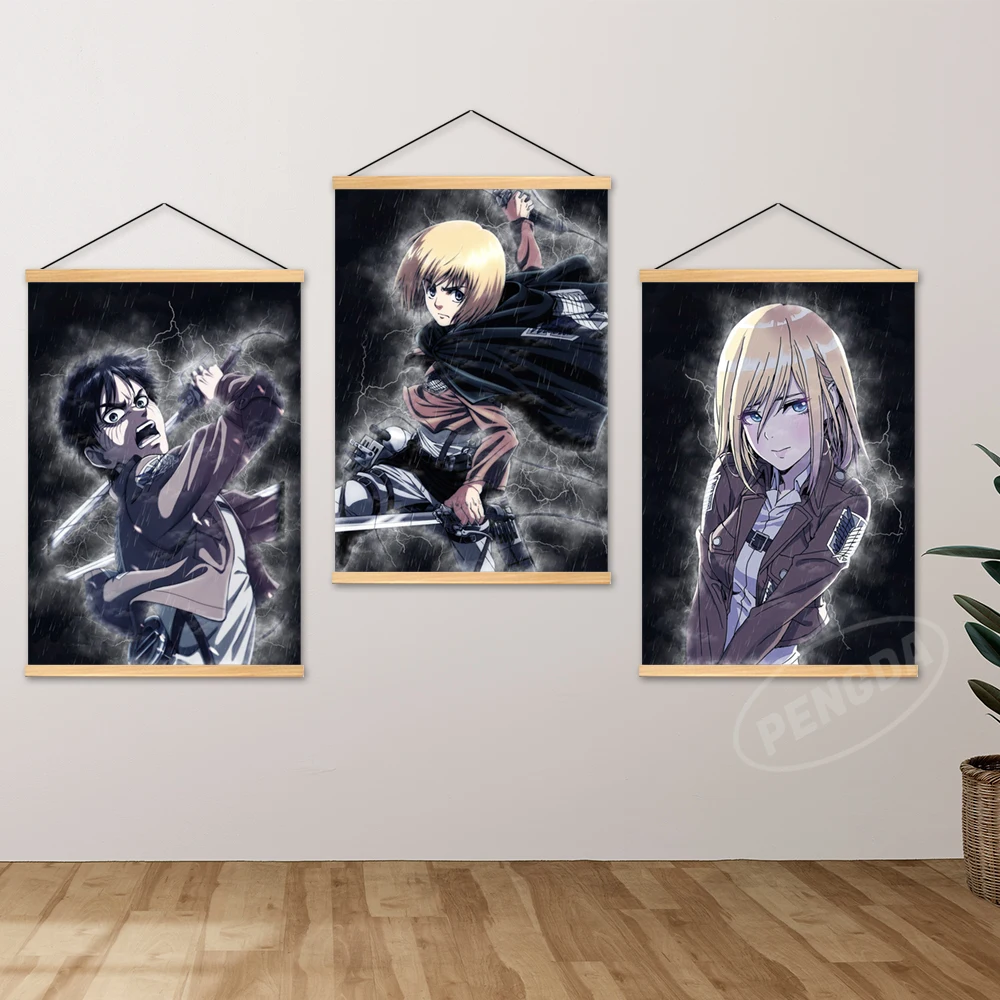 Холст Аниме модульный атака на Титанов деревянные подвесные принты живопись