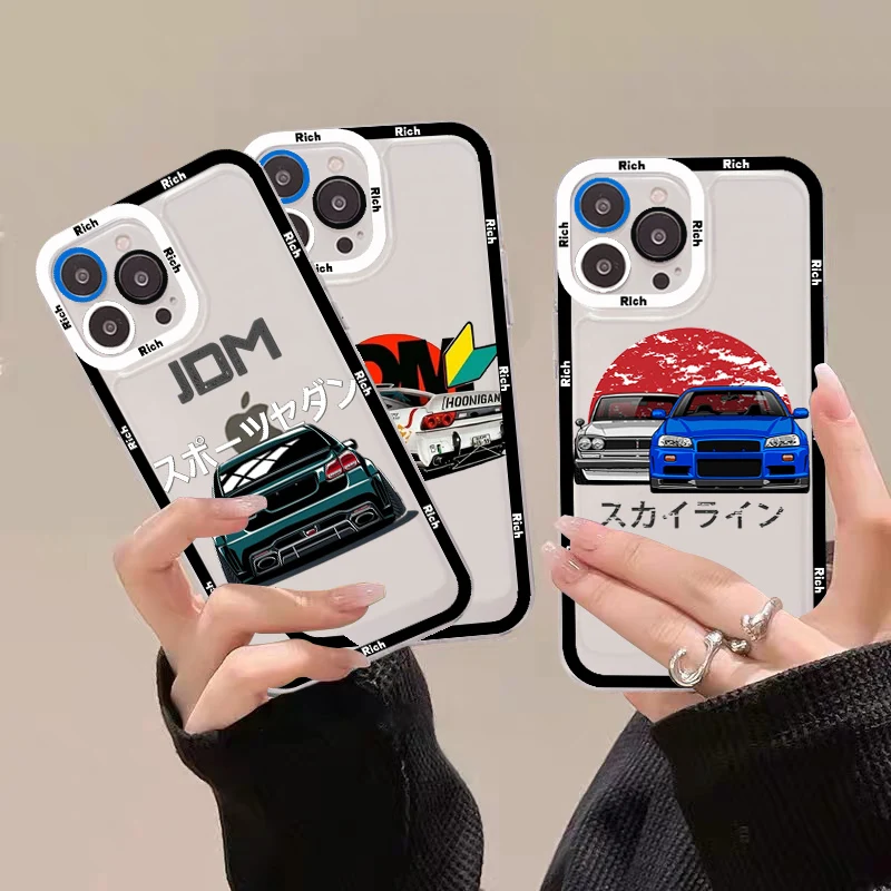 

JDM Sports Cars Phone Case For IPhone 14 13 12 11 Pro Max Mini X Xs XR 6 7 8 Plus SE 2020 Transparent Case