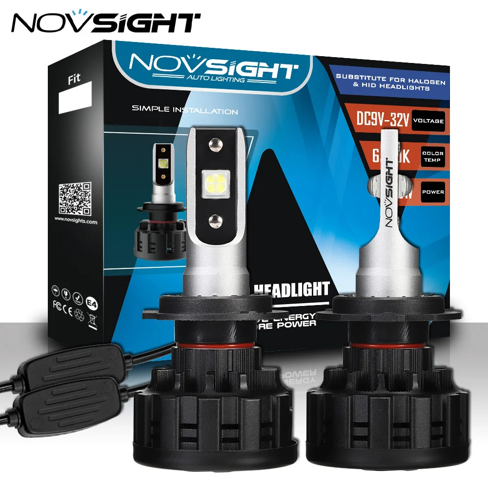

Автомобильные светодиодный ные лампы NOVSIGHT, лампы для головных фонарей H4, H7, H11, H1, H3, 9005, 9006, 60 Вт, 18000 лм, 6500K, 12 в пост. Тока, 24 в пост. Тока