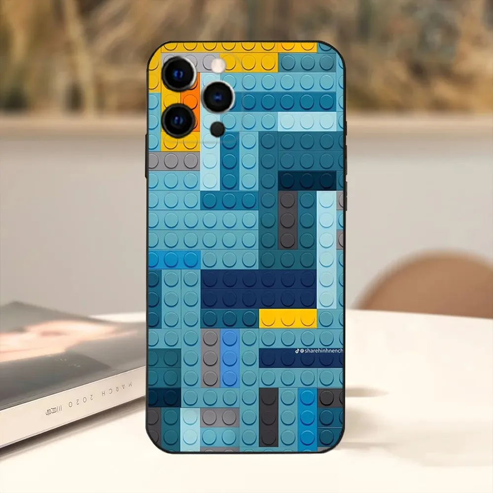 Чехол для телефона L-Lego B-Bricks с фоном iPhone15 14 13 12 Mini 11 Pro XR X XS MAX 7 8 Plus силиконовый чехол