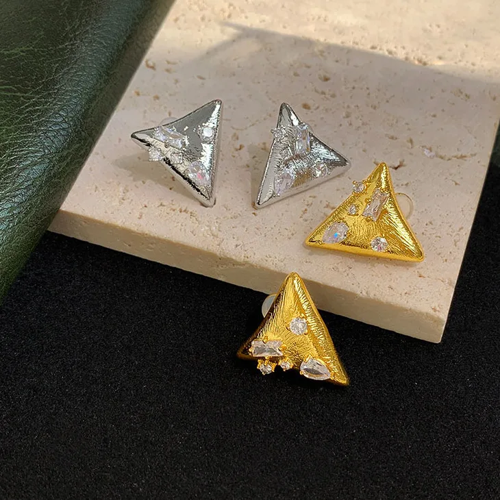 

Triangle Metal Earrings Gold Minimalist Unusual Accessories Luxury Jewelry For Woman