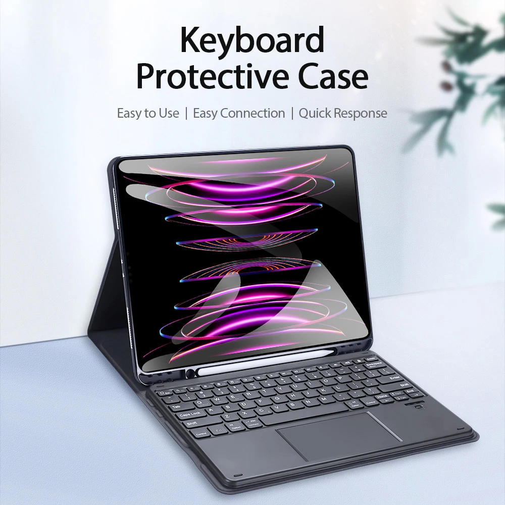 

Чехол DUXDUCIS с беспроводной клавиатурой для iPad Pro 12,9 2020-2021-2022, складная подставка с быстрым откликом, защитный кожаный чехол для клавиатуры
