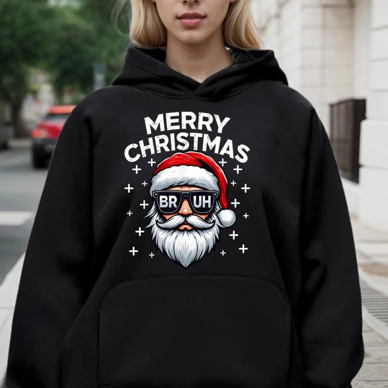 Специальные мужские толстовки с капюшоном Merry Christmas Bruh Santa Face повседневные