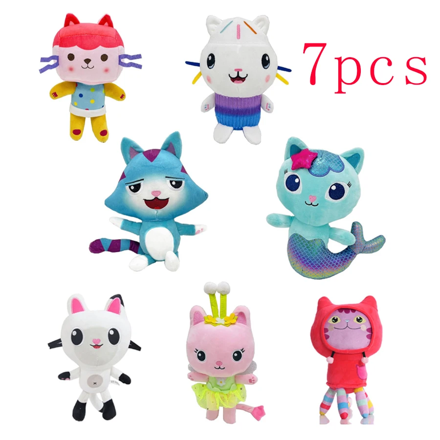 

Gabby Dollhouse Plush Toys 7pcs Kawaii Mercat Cute Stuffed Animals Mermaid Cat Doll House Plushie Dolls Kids Birthday Gifts