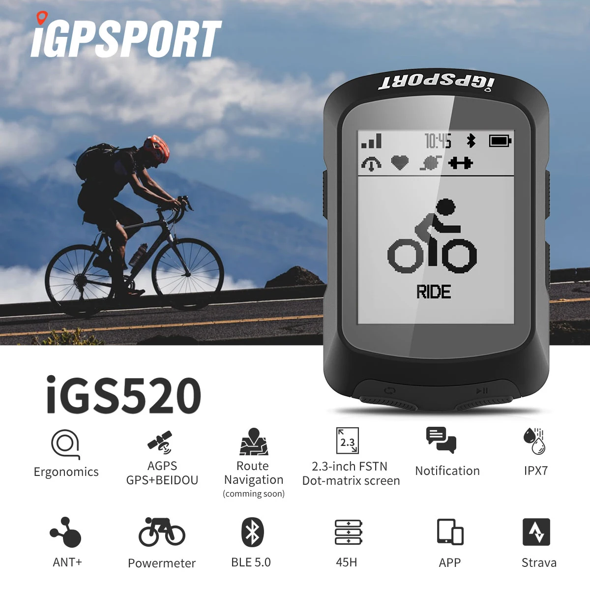 Pаспродажа Беспроводной велокомпьютер IGPSPORT IGS520, спидометр и датчик частоты вращения педалей на велосипеде, компьютерные аксессуары для Strava