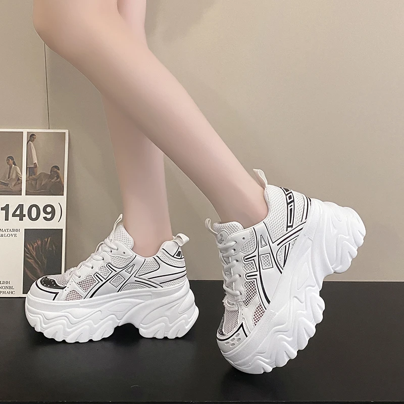 Women's Breathable Mesh Sports Sneakers Platform Non Slip Running Shoes for Women 2023 Spring Autumn Casual Chunky Shoes Woman