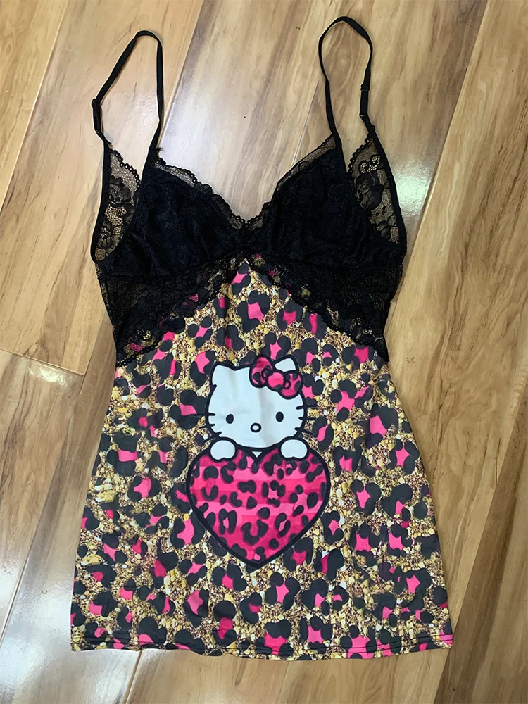 Женское кружевное платье на бретельках Hello Kitty Новое привлекательное облегающее