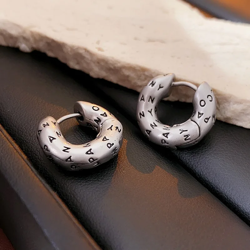 

Bilincolor Silver Needle Irregular Letter Round Metal Earringsfor Women