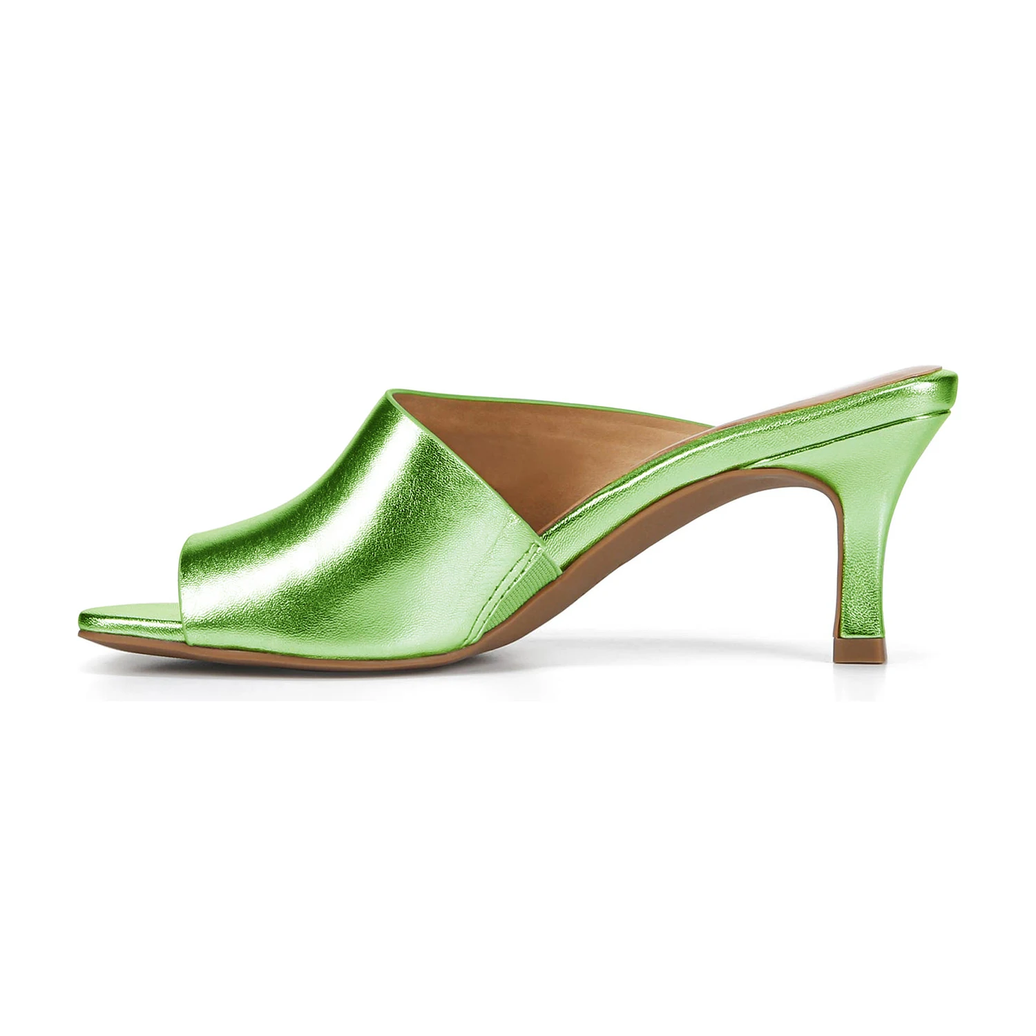 Patent Leather High Thin Heels Women's Slippers SquareToe Outside Sandals Ladies Mature Sexy Summer Shoes Big Size 43 45 FOWT