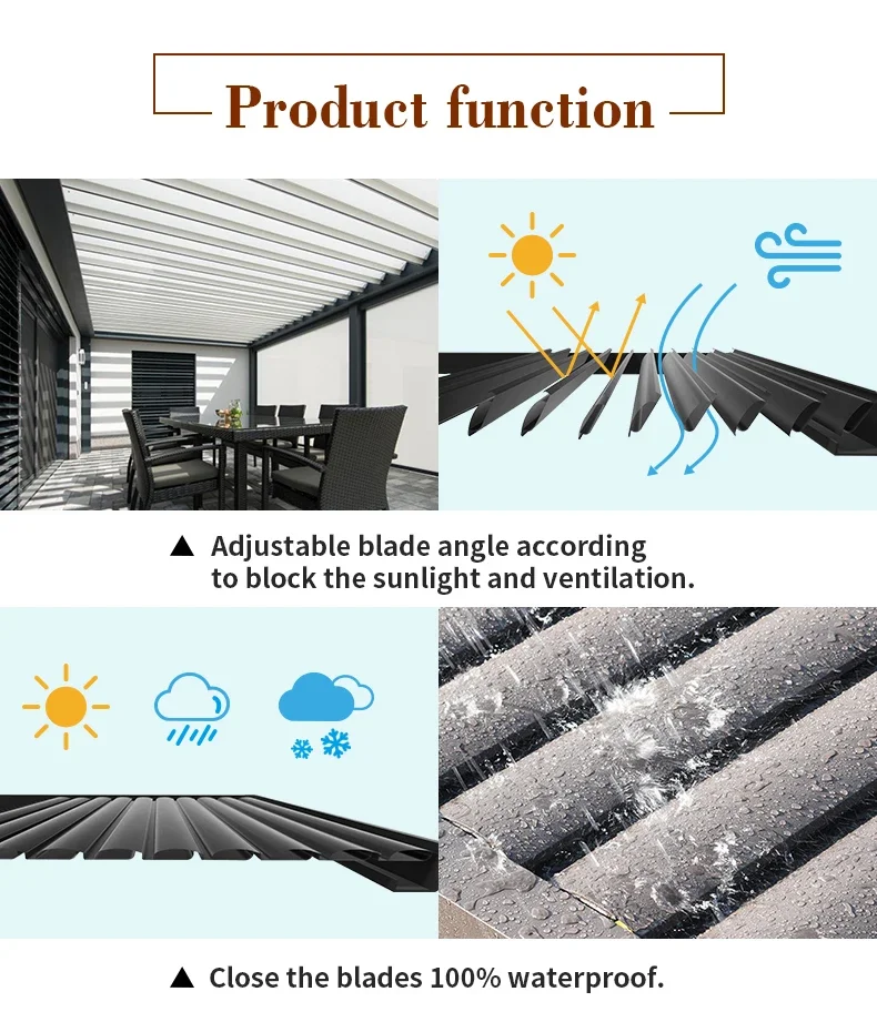 Ветрозащитная водонепроницаемая беседка для улицы биоклиматическая