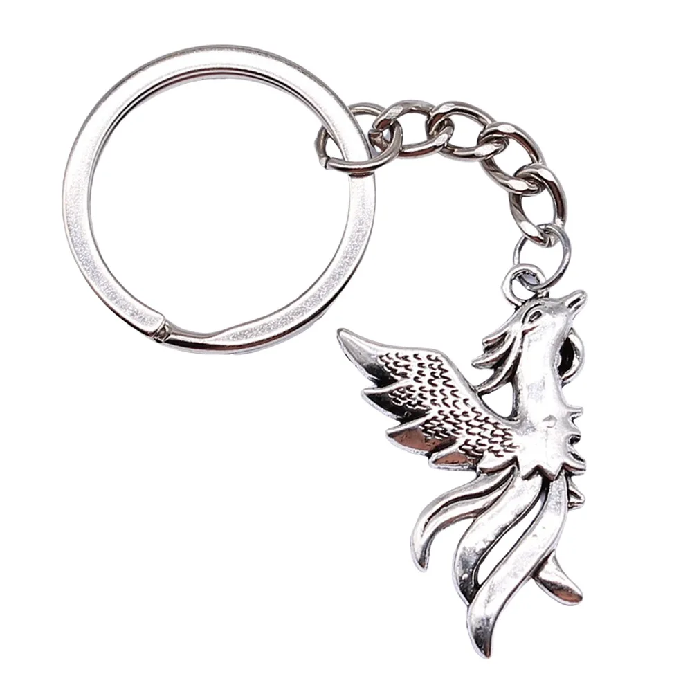 Прямая поставка брелок серебряного цвета с подвеской в виде феникса 35x22 мм