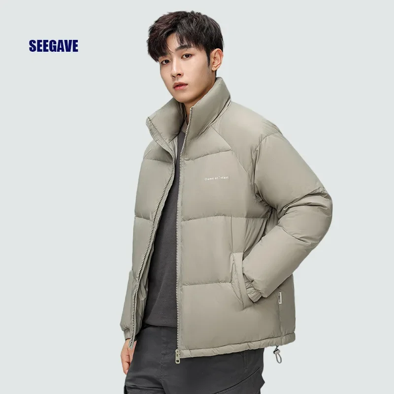 Мужской зимний укороченный пуховик свободная куртка-пуховик с