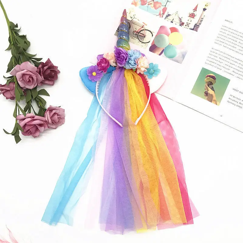 

1PClovely Children Unicorn Mesh Hairband Festival Costume Performance Headwear Kids Birthday Gift