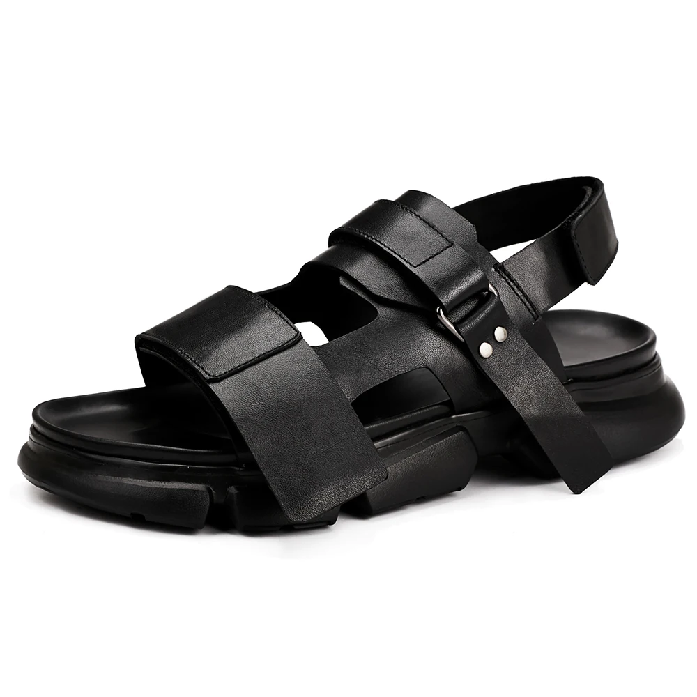 

Sandals Business Breathable High Quality Genuine Leather Men Slippers Flip Flops Casual Shoes Beach Outdoor Anti-skid cowhide