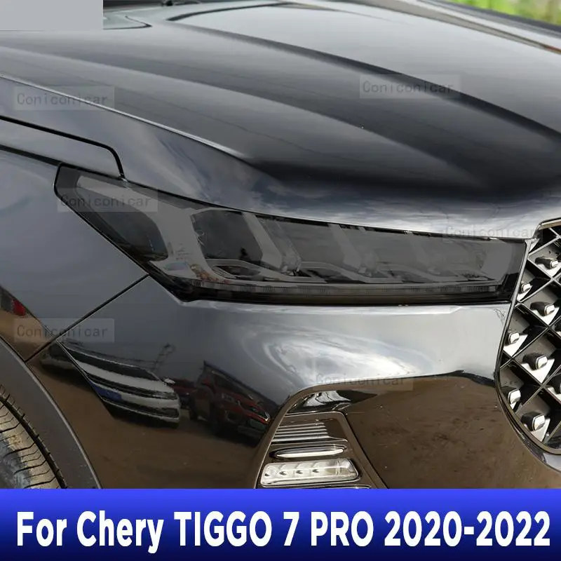 

2 Pcs Performance Car Headlight Protective Film Front Light Smoked Black TPU Sticker For Chery TIGGO 7 PRO 2020-2022 Accessories