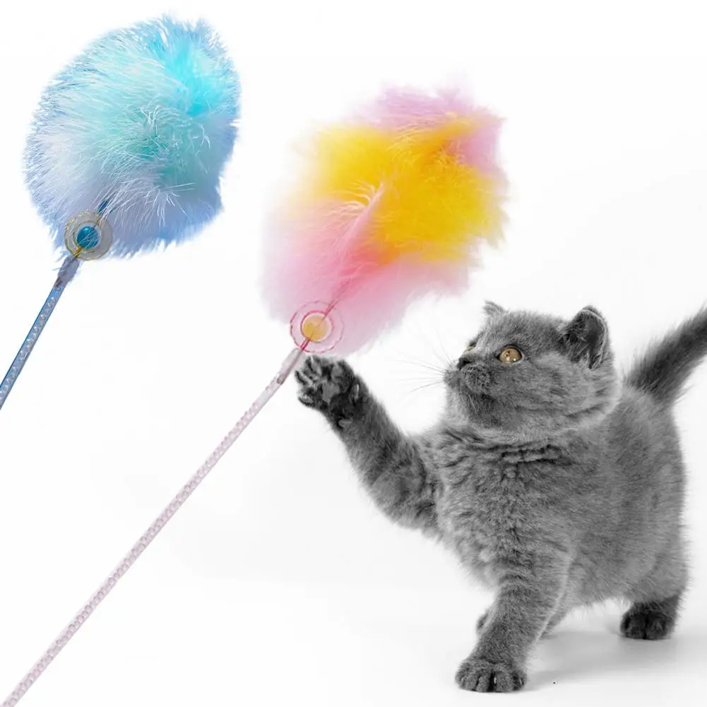 

Cat Toy Flexible Colored Feathers Fine Workmanship Comfortable Grip Soft Touch Relieve Boredom Recreational Funny Faux Feather C