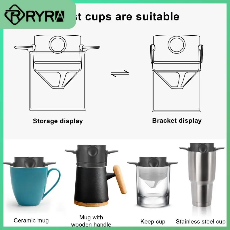 

2/4/5PCS 2023 Paperless Pour Cup Coffee Dripper Reusable Coffee Filter Foldable Cafe Infuser Dripper For Office Home Travel Camp