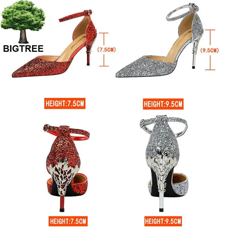 Туфли-лодочки Bigtree женские высокий каблук-шпилька блестящие