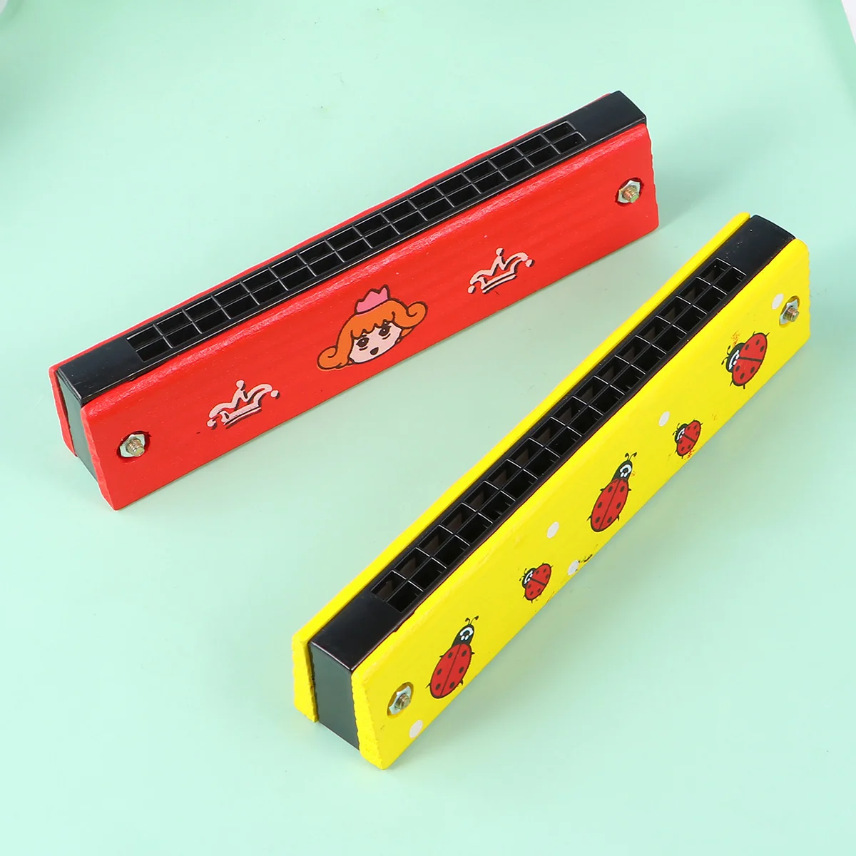 

4 Pcs Harmoniousa16holeharmonicaharmonica16holeharmonicaearlyeducation Wooden Mouth Organ Kid Kidcraft Playset Mini Child Kids