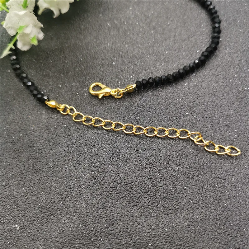 30cm 40cm Black Glass Beads Crystal Choker Necklace For Women Bohemian 3mm Beaded Necklace 2019 Fashion Female Party Jewelry images - 6