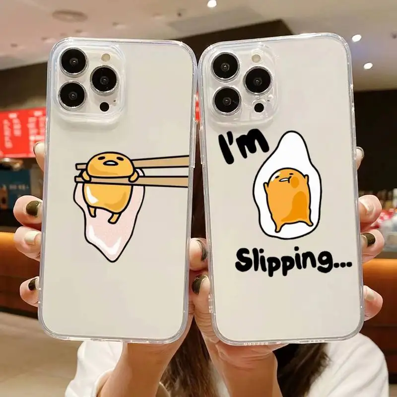 

Cute Lazy Gudetama Phone Case For iphone 14 Plus 13 12 11 Pro Max Mini X XS XR Soft Transparent Cover