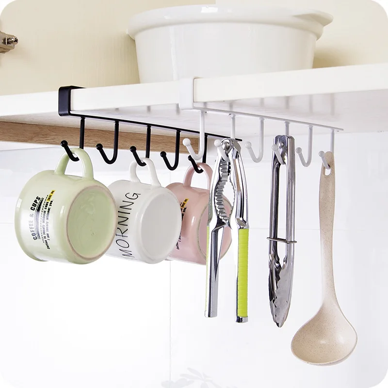 

6 Iron Hooks Storage Hooks Shelf Wardrobe Cabinet Metal Rack Hooks Shelves Mug Cup Hanger Bathroom Kitchen Hanging Rack Hook