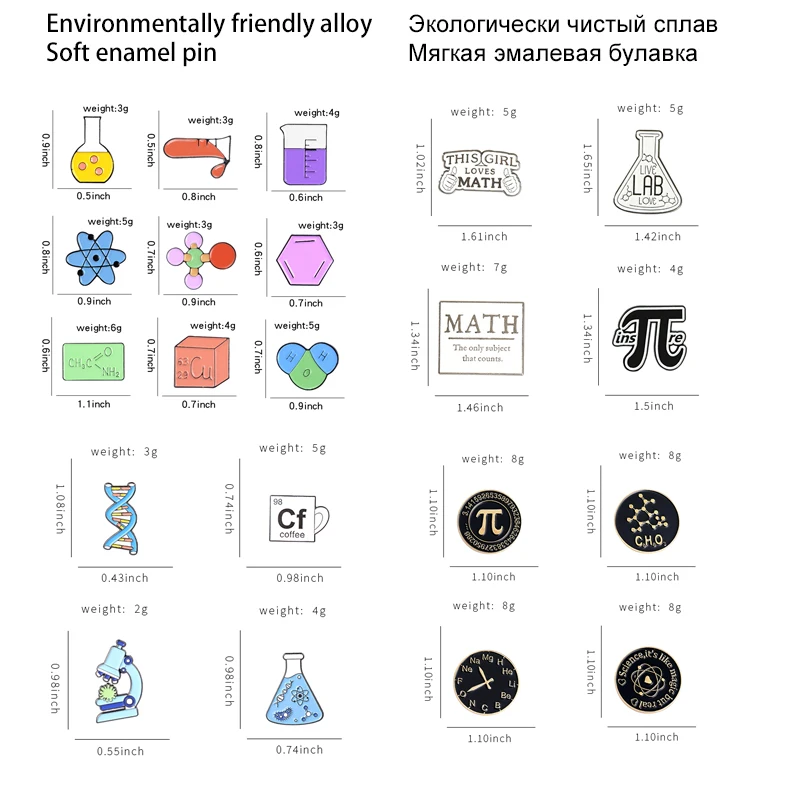 Эмалированная булавка для научных принадлежностей тестовая трубка Атомная